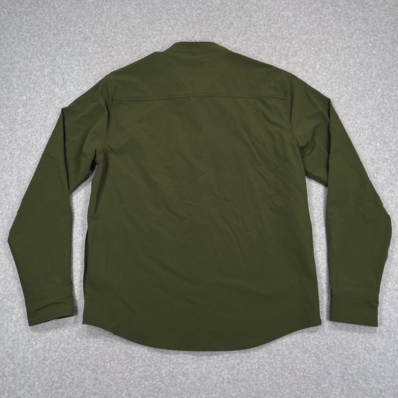 Topo Designs Tech Shirt Mens Large Green Snap Up Front Nylon Blend Gorpcore - Picture 3 of 12
